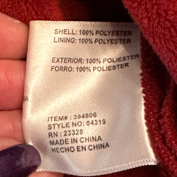 Kristen Blake Burgundy Full Zip Velour Fleece Jacket Size Medium Cinch Waist - Picture 4 of 8